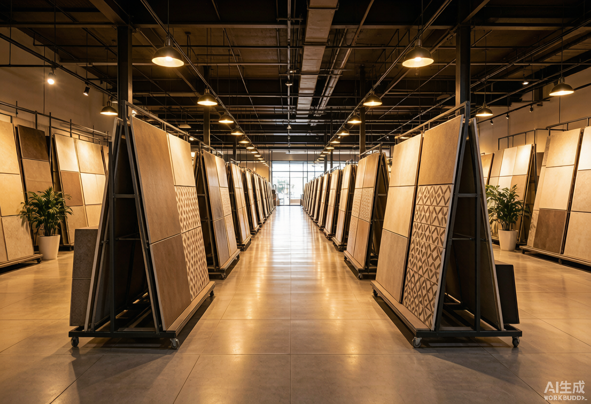 Modern tile showroom with custom displays